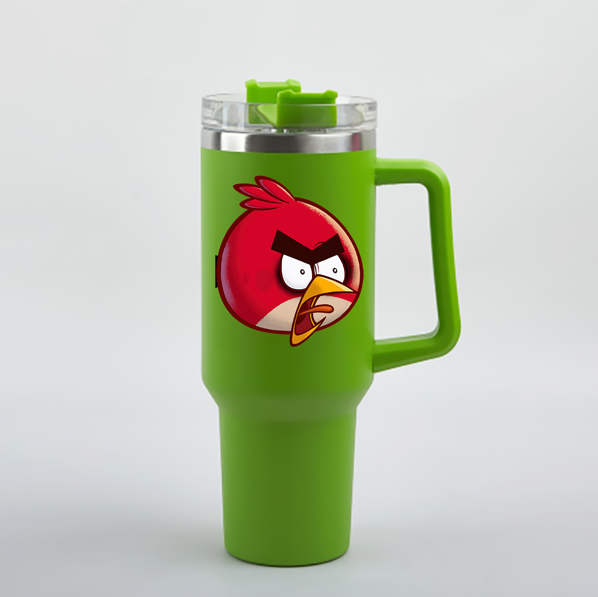 （画像用） Angry Birds アングリーバード 1200mL車用タンブラー - クリスタルステッカー（プラスチックストロー付き）